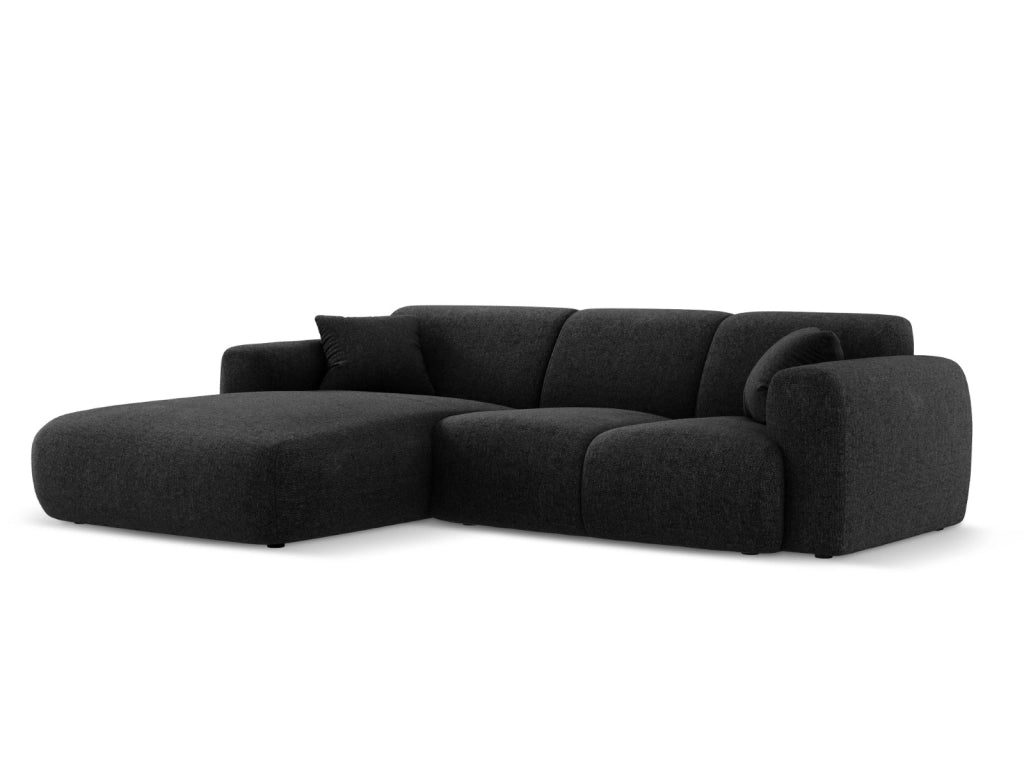 Cosmopolitan Design - Divano angolare sinistro "Nolio" 4 posti in ciniglia nero 
