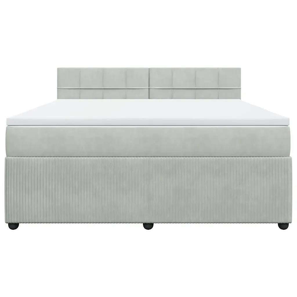 Giroletto a Molle con Materasso Grigio Chiaro 180x200cm Velluto