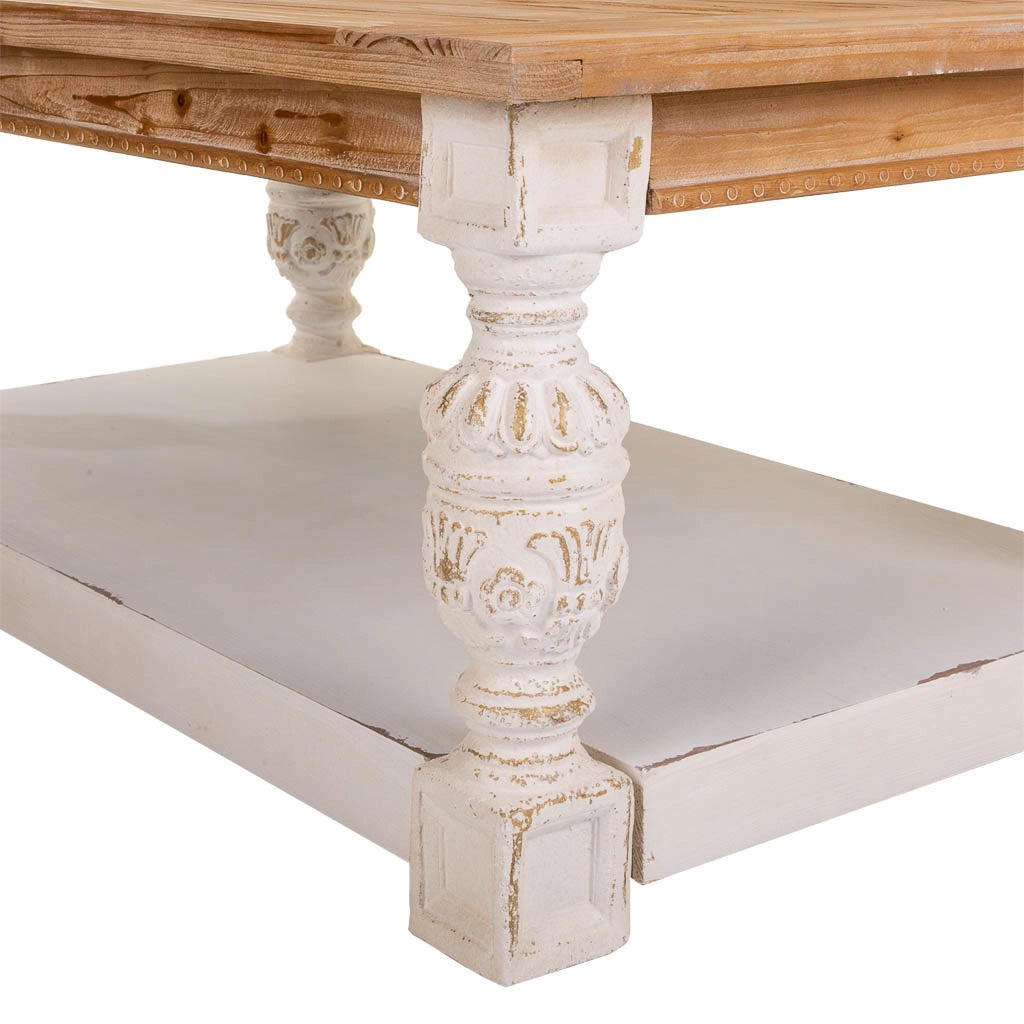 Tavolino in legno intagliato marrone 120x70x50h