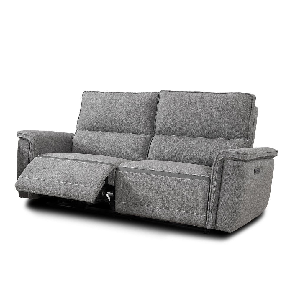 Set divani recliner elettrici Velveta 3 posti + 2 posti tessuto grigio