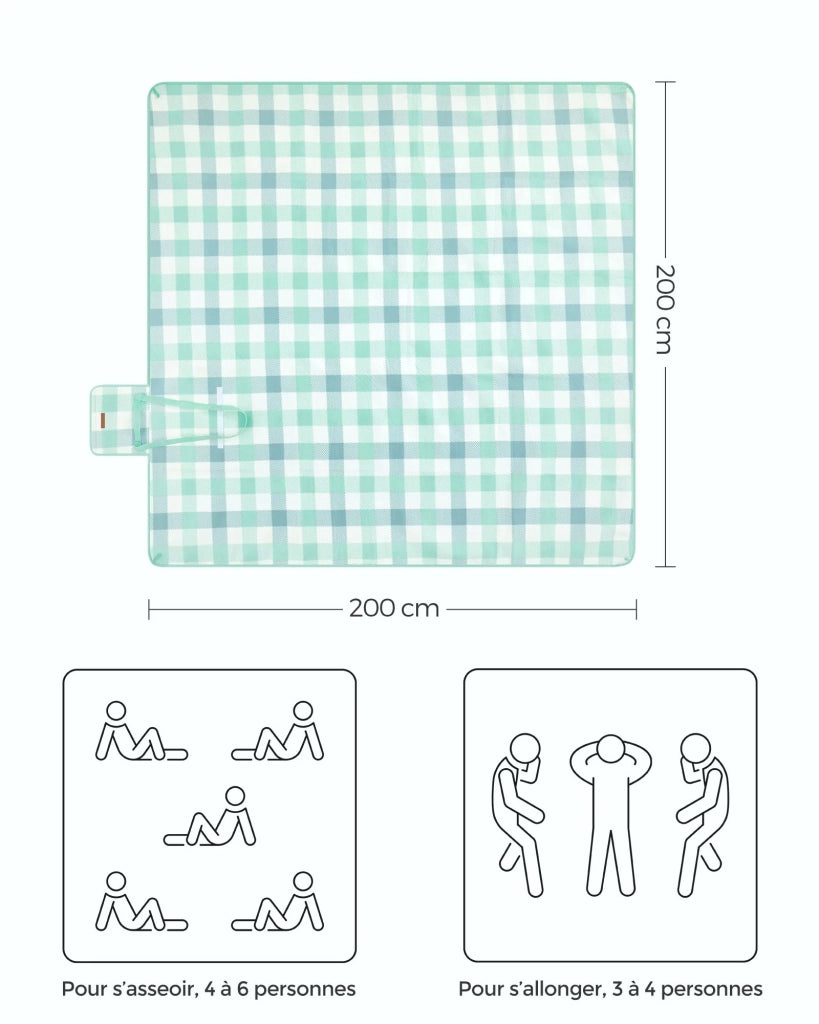 Coperta da picnic con 4 picchetti grande tappetino per campeggio giardino spiaggia uso esterno idrorepellente pieghevole portatile verde 12_0005260