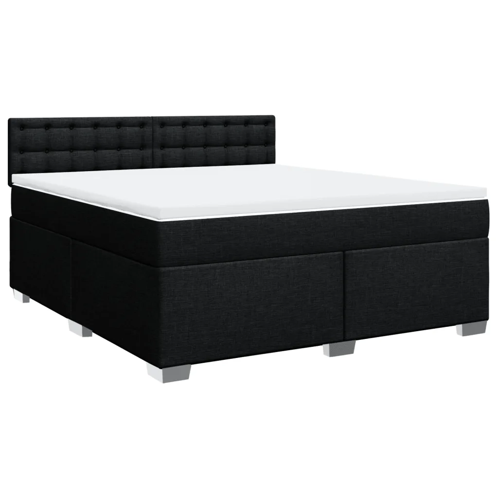 Giroletto a Molle con Materasso Nero 180x200 cm in Tessuto