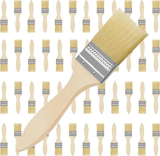 Kit di pennelli a mano in legno professionale - 48 pezzi per verniciare, stuccare, imbiancare, incollare - DIY per la casa