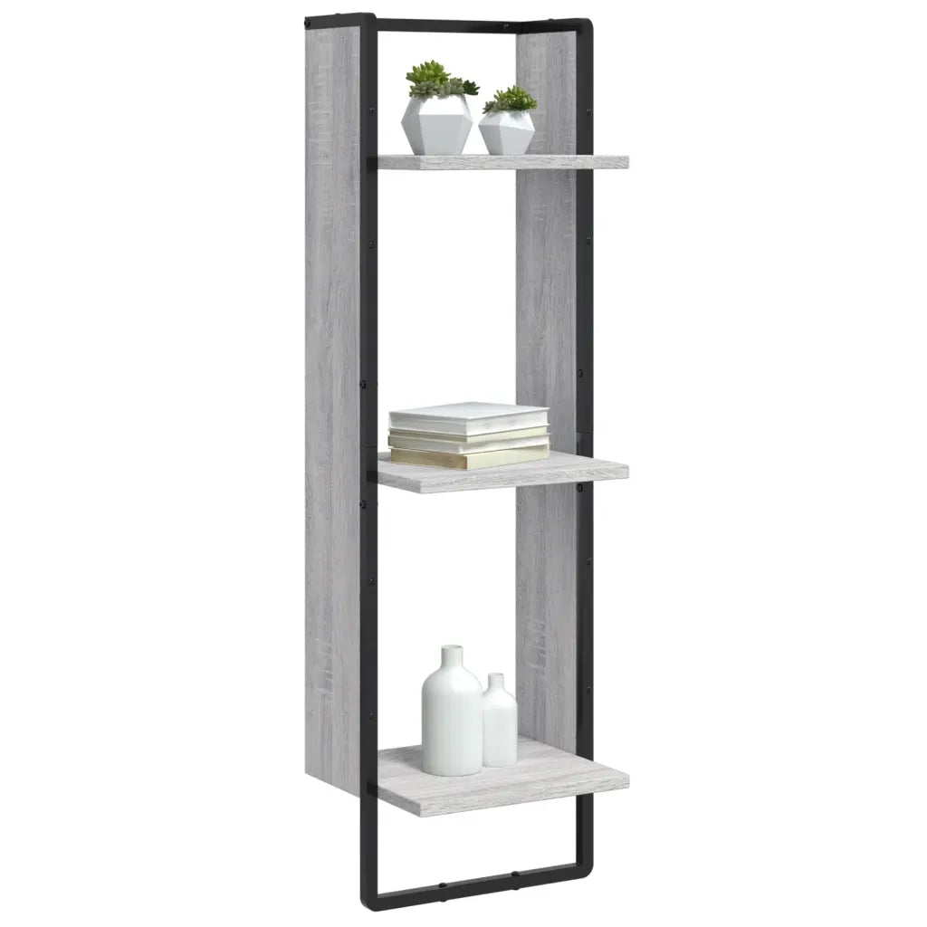 vidaXL Scaffale Parete 3 Ripiani Grigio Sonoma 30x25x100cm Multistrato