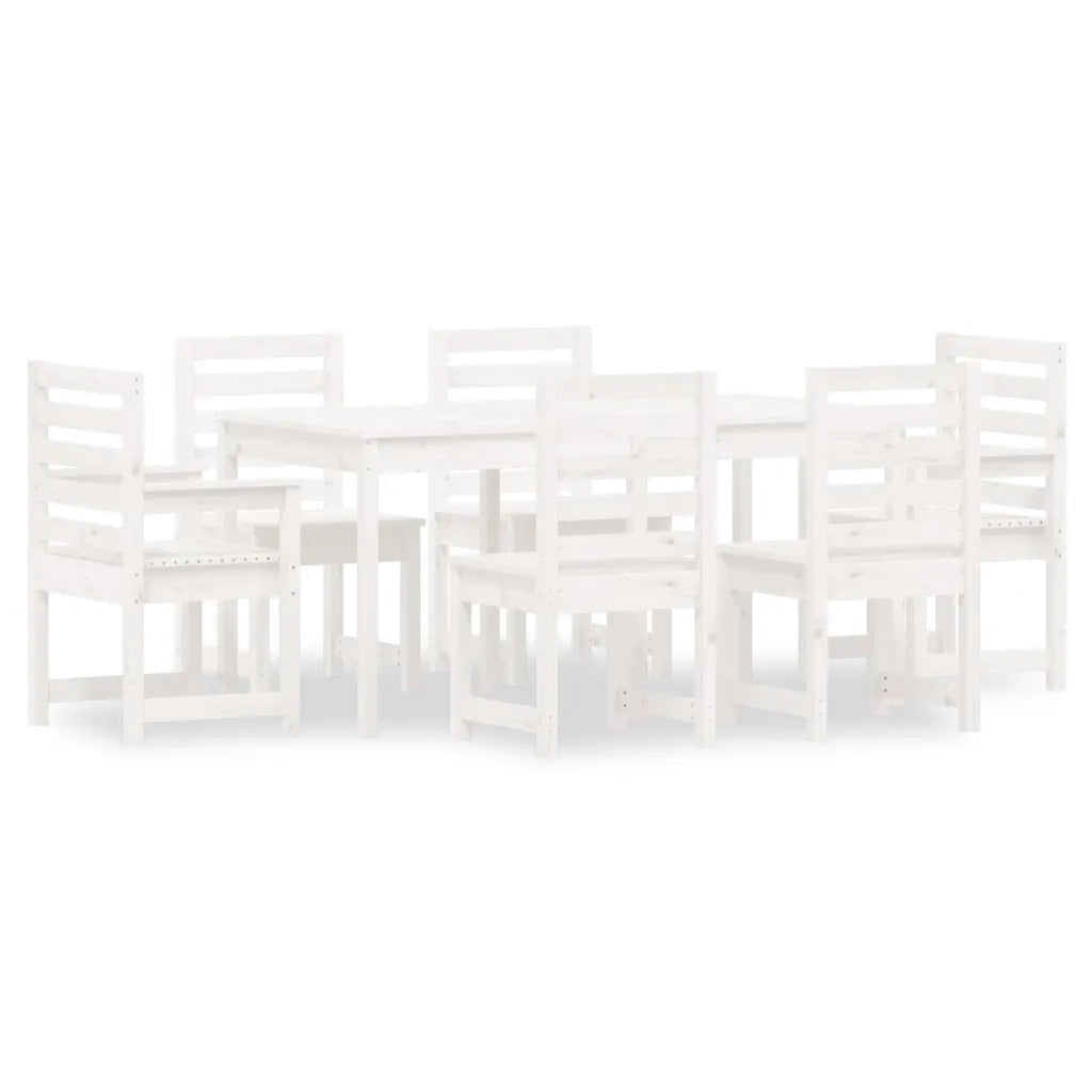 Set da Pranzo per Giardino 7pz Bianco in Legno Massello di Pino 3154708