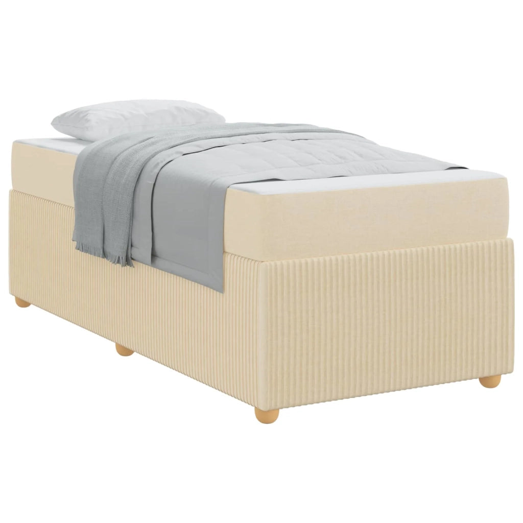 Struttura del letto con materasso Crema 90 x 190 cm Tessuto