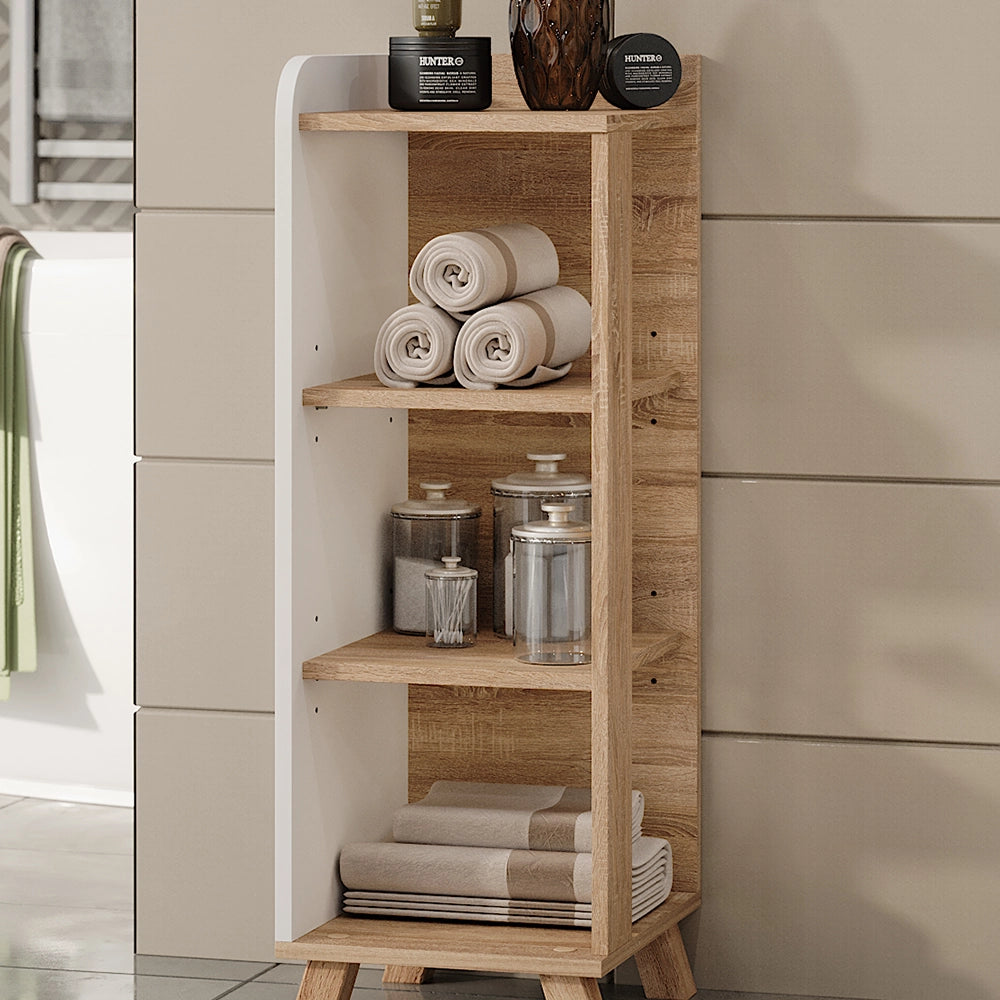 Vicco Mensola da bagno Sonoma/Bianco 30 x 90 cm con 4 ripiani