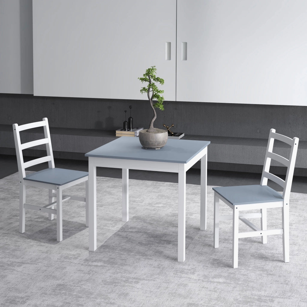 Set tavolo da pranzo per 2 persone con sedie ¨C Xylo ¨C legno pino bianco grigio
