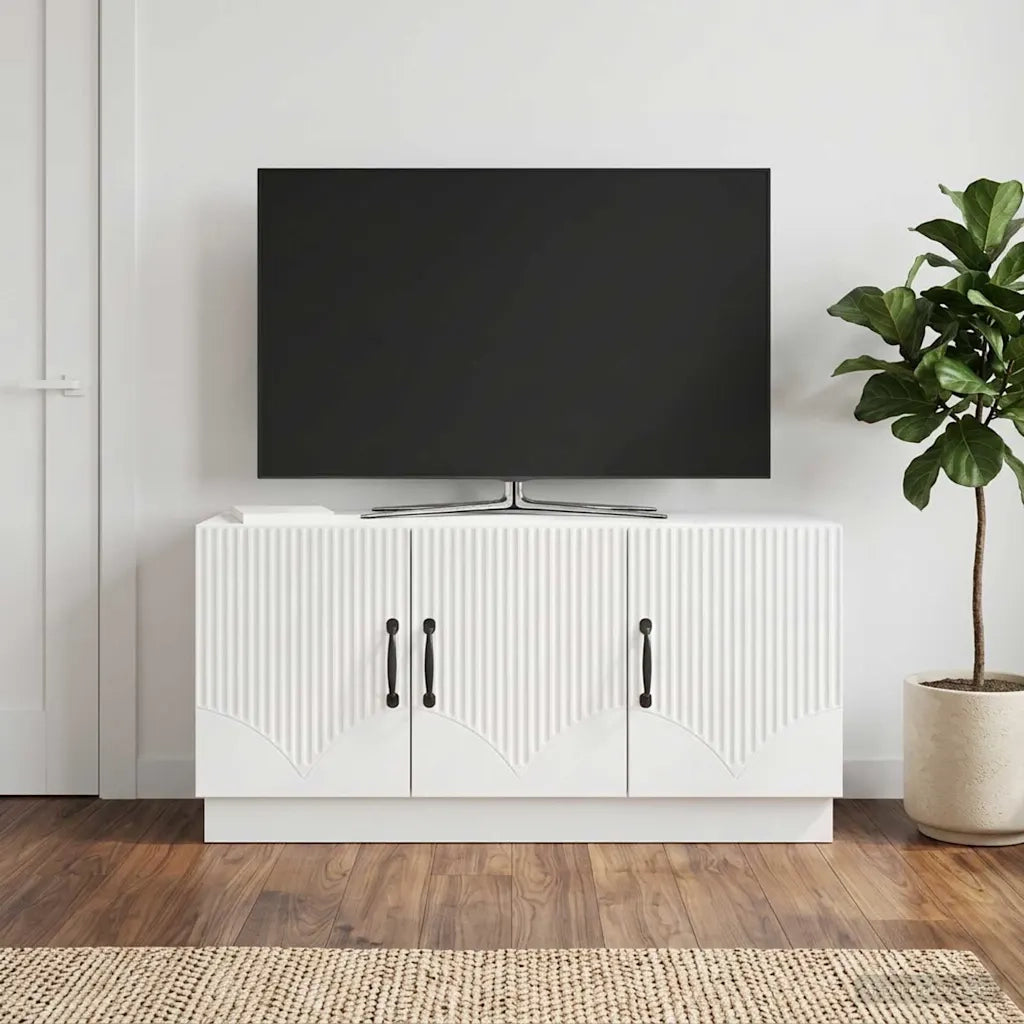 Mobile TV Bianco Lucido 99 x 34,5 x 47 cm Legno ingegnerizzato 895409