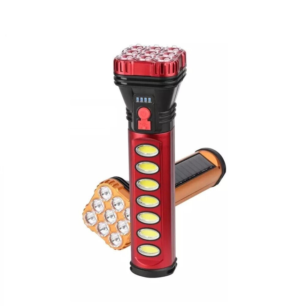 LAMPADA TORCIA PORTATILE LED RICARICABILE CON PANNELLO SOLARE 18W HB-707-1
