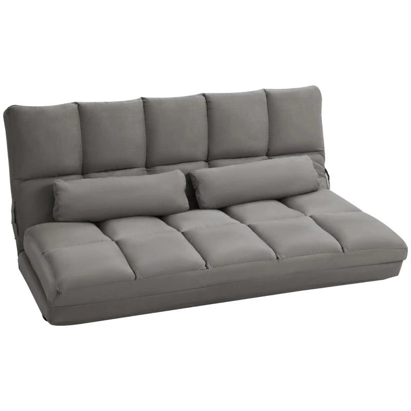 DIVANO DA TERRA 2 IN 1 CON SCHIENALE RECLINABILE SU 7 LIVELLI E CUSCINI, 130X73X60 CM, GRIGIO CARBONE
