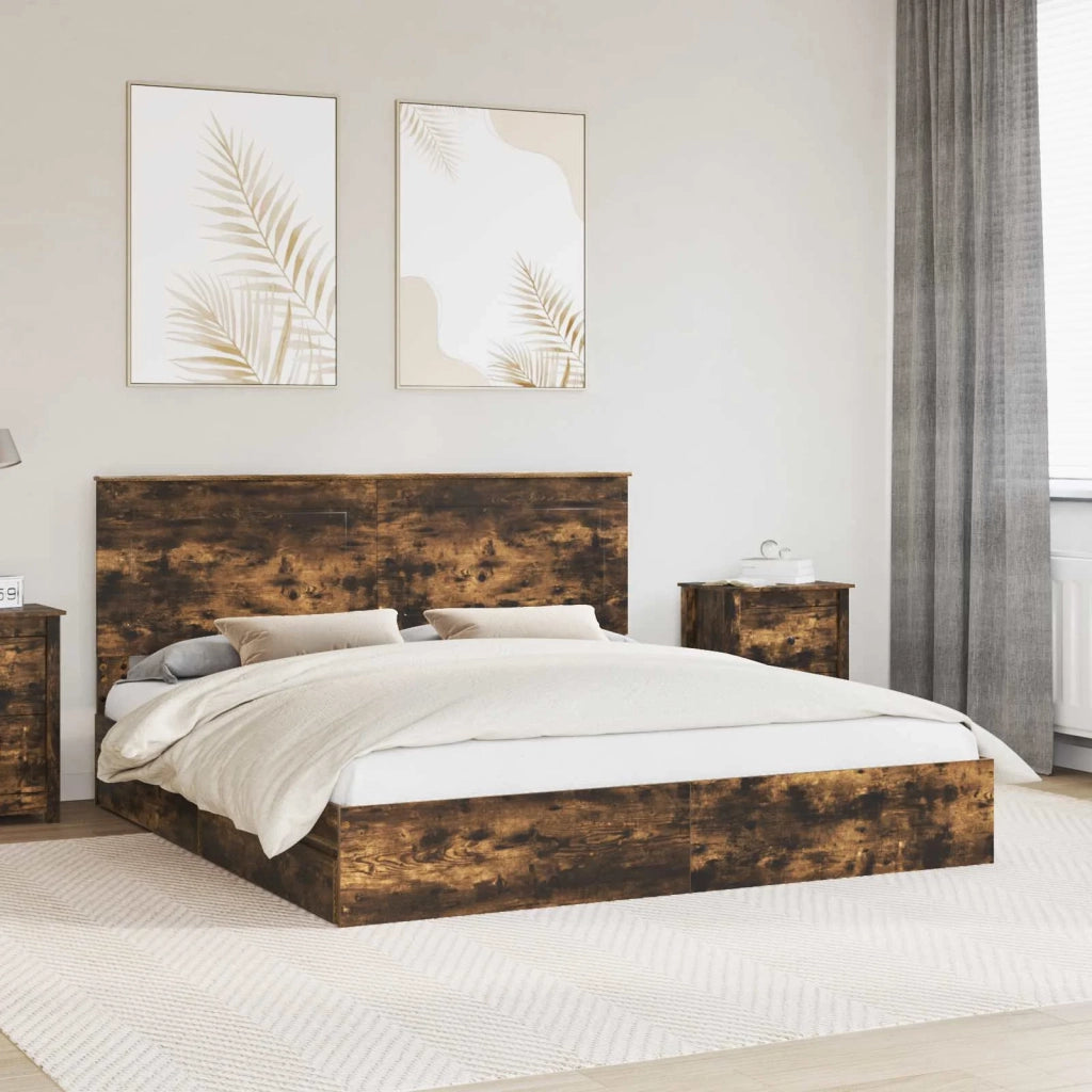 Letto con Contenitore con testiera Rovere fumé 180 x 200 cm 3409528
