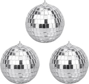 Set di palline da specchio mini - decorazione natalizia - 3 pezzi - argento - 8 cm