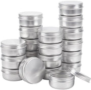 20 contenitori in alluminio a 50 ml, bacinelli rotondi in alluminio, contenitori cosmetici con coperchi a vite per lavori di DIY, contenitori per creme, contenitori per viaggio - platina