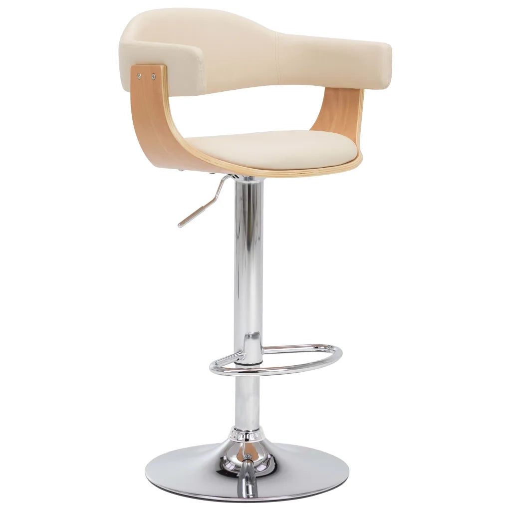Sgabelli da Bar 2 pz Crema in Legno Piegato e Similpelle 283116