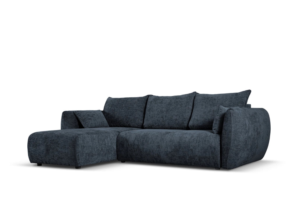 Cosmopolitan Design - Divano convertibile angolare sinistro con contenitore "Matera" 4 posti in ciniglia blu reale 
