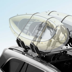 2x Staffe porta kayak canoa per portapacchi tetto auto, a forma di a J, in alluminio con 2 cinghie