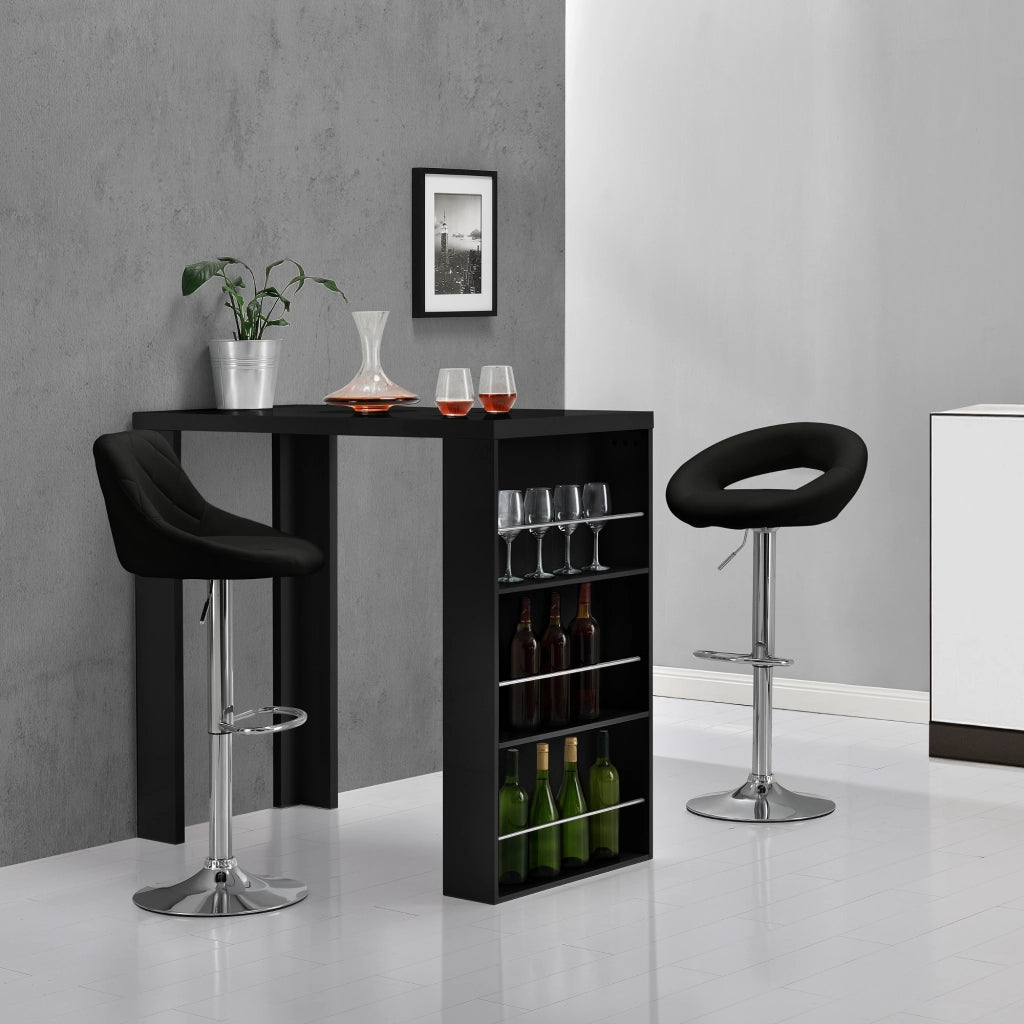 Tavolo da Bar Bonn Bancone con 3 Scomparti Aperti 117 x 57 x 107 cm - Nero [en.casa]