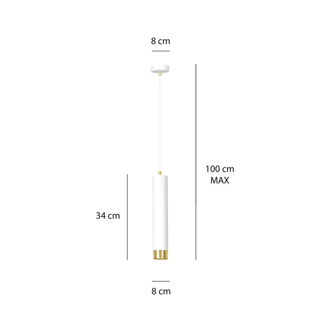 Lampada a sospensione Kibo in acciaio bianco e oro