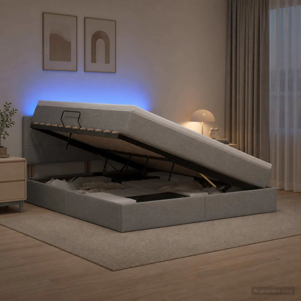 Letto con contenitore LED e materasso Grigio Chiaro 3459072