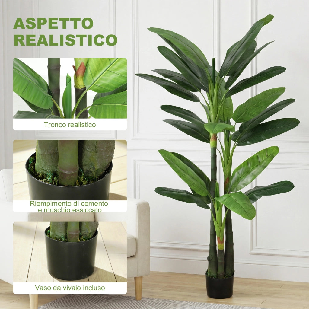 Albero di Banano Finto Pianta Artificiale Verde per Giardino ¨C Zephmum ¨C 180 cm