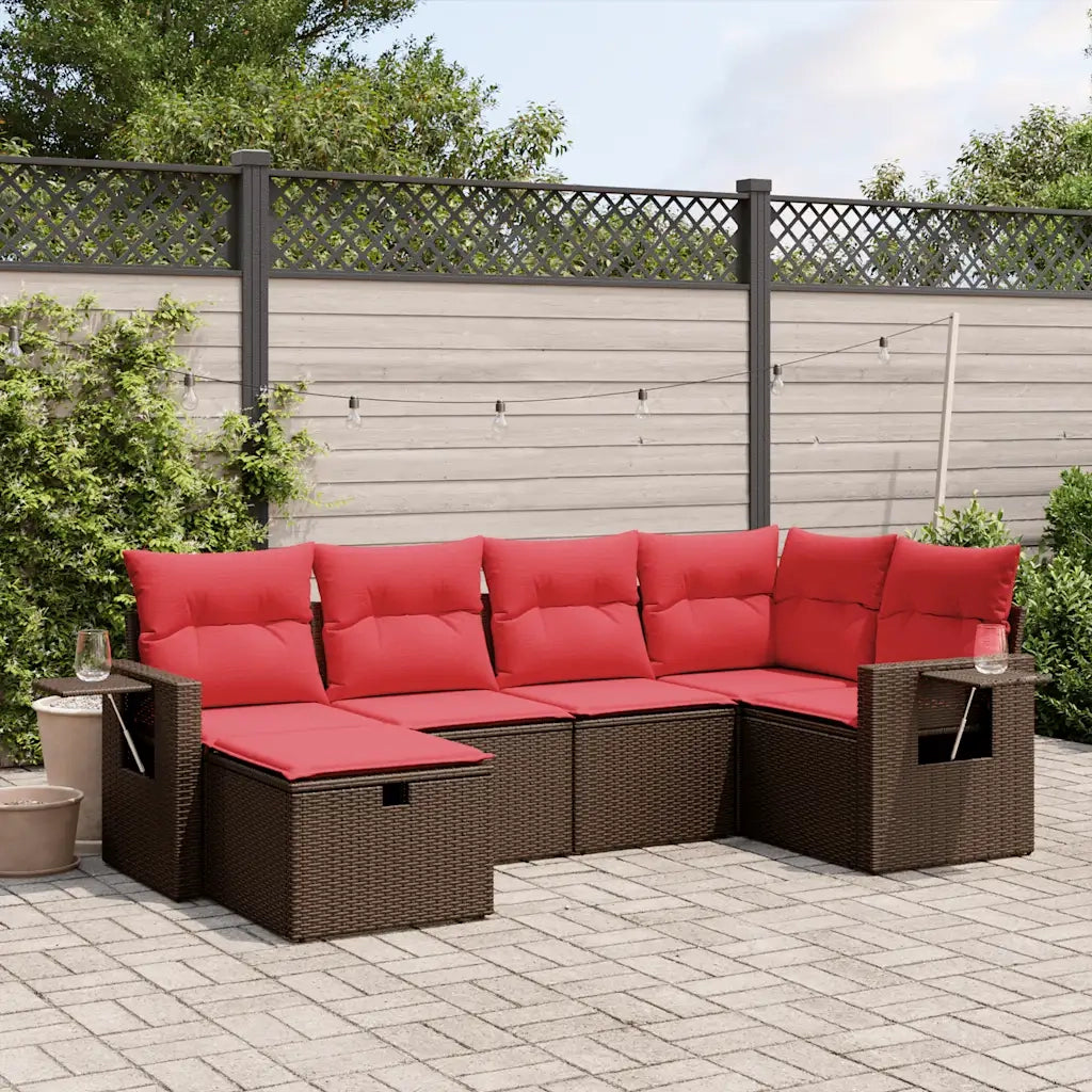 Set Divani da Giardino 6 pz con Cuscini Marrone in Polyrattan 3263800