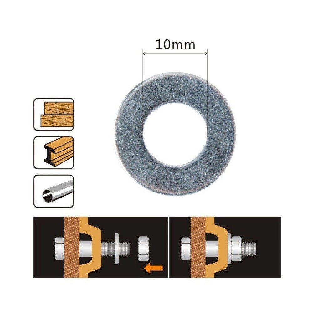 Trade Shop - Set Confezione 60gr Rondelle Piane Piatte Cuscinetto In Acciaio Diam. 10mm 90831 -