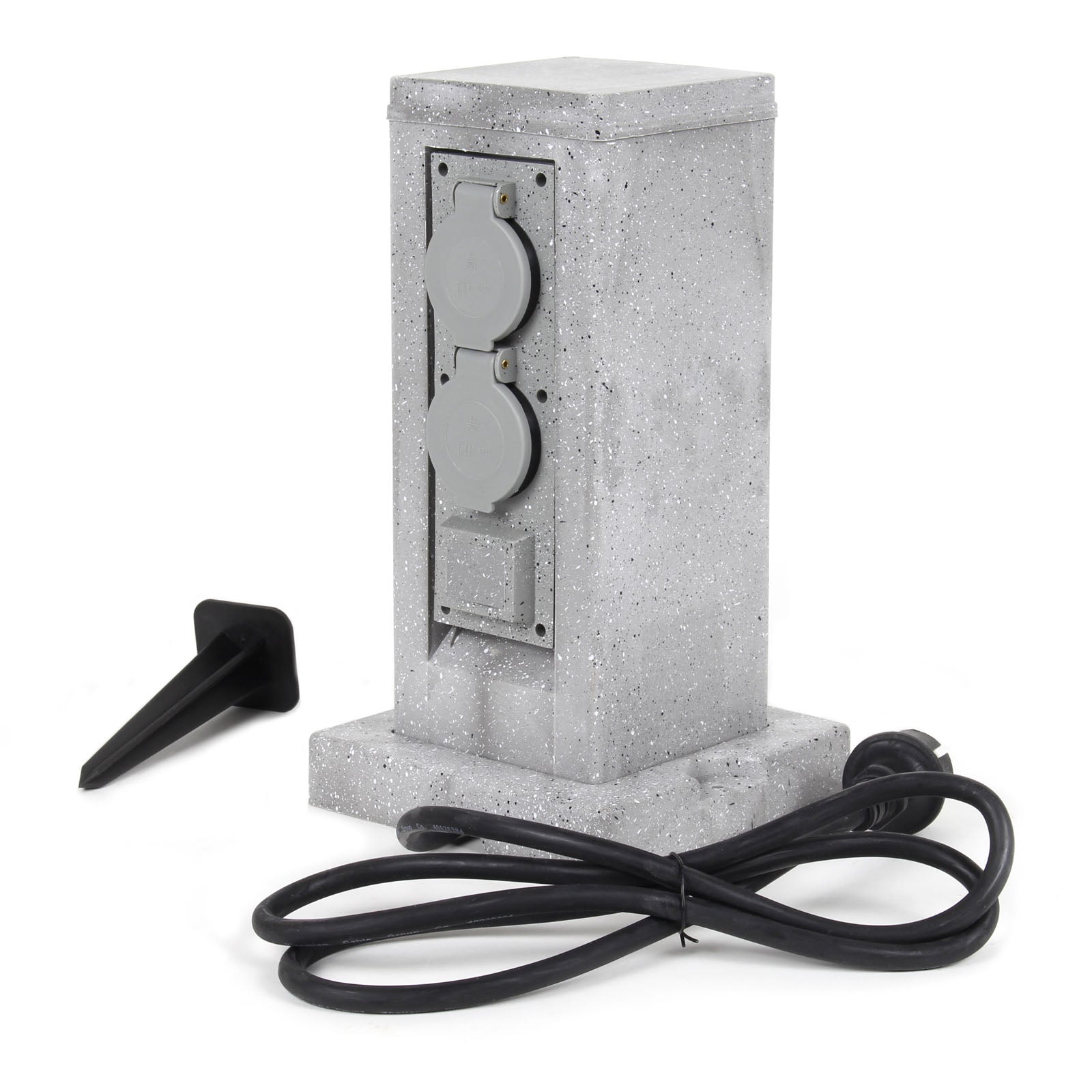 Colonna multipresa effetto granito con 4 prese per esterno IP44 con picchetto
