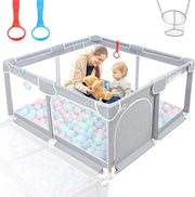 Box anti-slit per bambini con base antiscivolo, area di gioco sicura robusta con rete soffice e respirante, recinzione per neonati e bambini in età prescolare (125 x 125 cm, grigio)