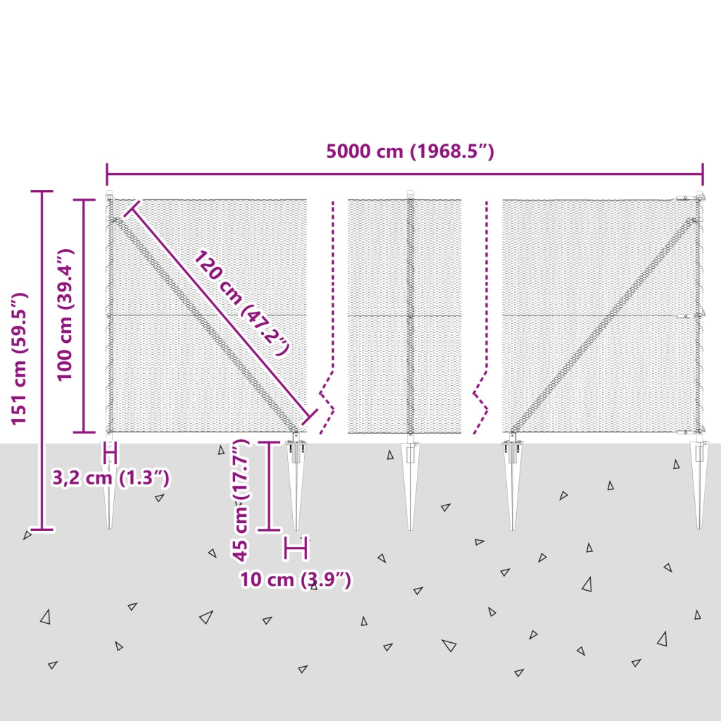 Recinzione Esagonale  Grigio 1x50 m Acciaio