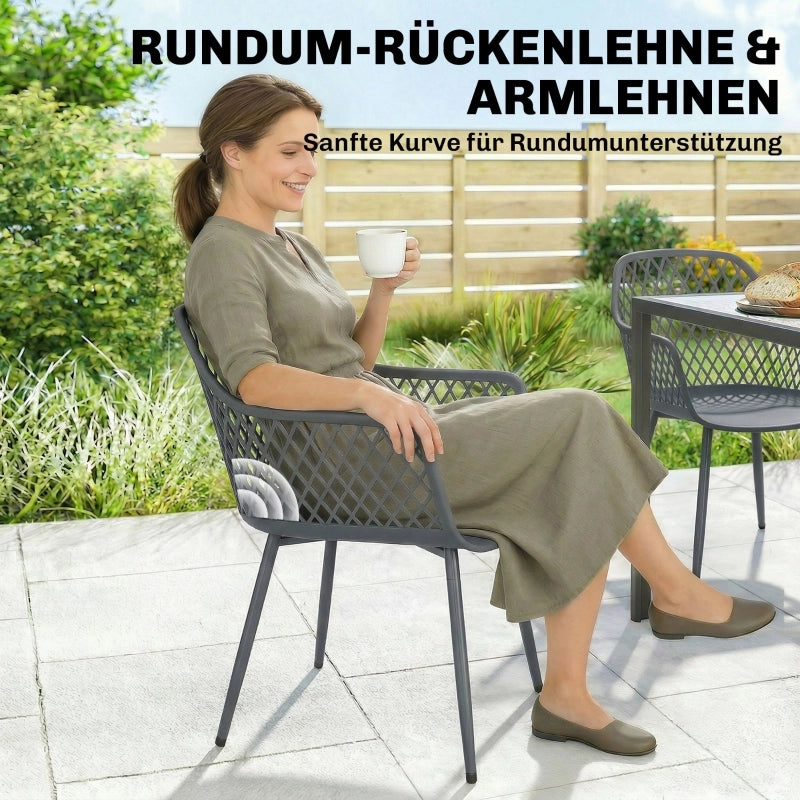 SEDIA da giardino Set da 4 pezzi 56 x 51 x 84 cm Grigio scuro Metallo