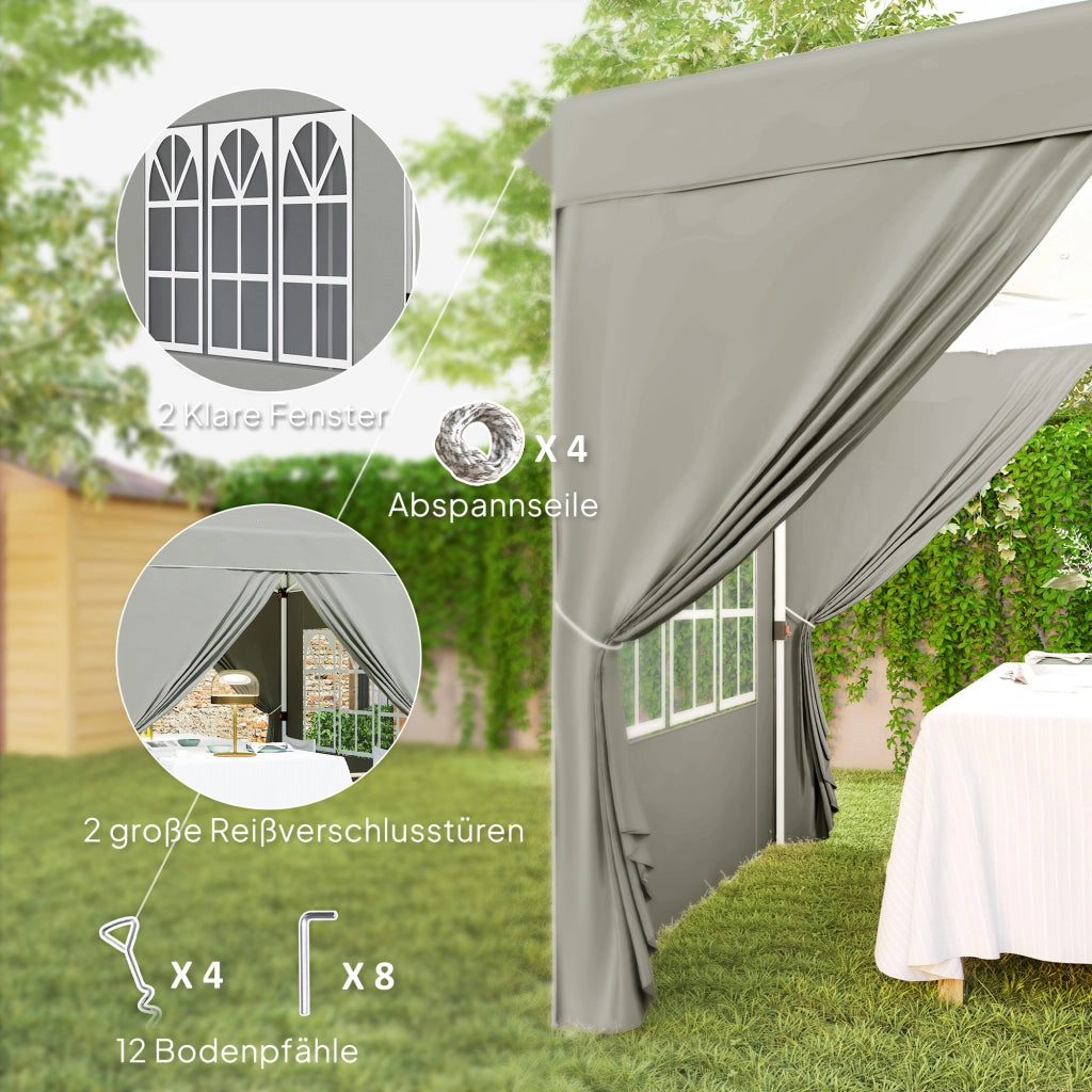 Gazebo pieghevole 2.5x2.5m ¨C zephmum ¨C Grigio chiaro con pareti e borsa
