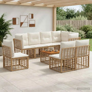 Set di divani da esterno 9 pcs Naturale e Bianco Crema 3437486