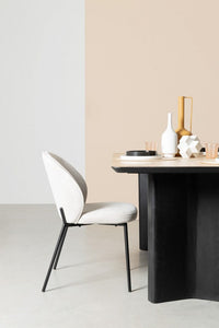 Set 2 Sedie 54x60x83 cm Wendy in Tessuto Nero e Beige