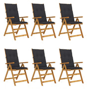 Sedie da Giardino Pieghevoli 6 pz con Cuscini Massello Acacia cod mxl 52166
