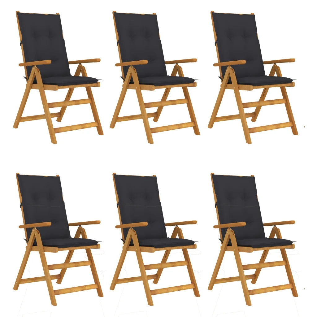 Sedie da Giardino Pieghevoli 6 pz con Cuscini Massello Acacia cod mxl 52166