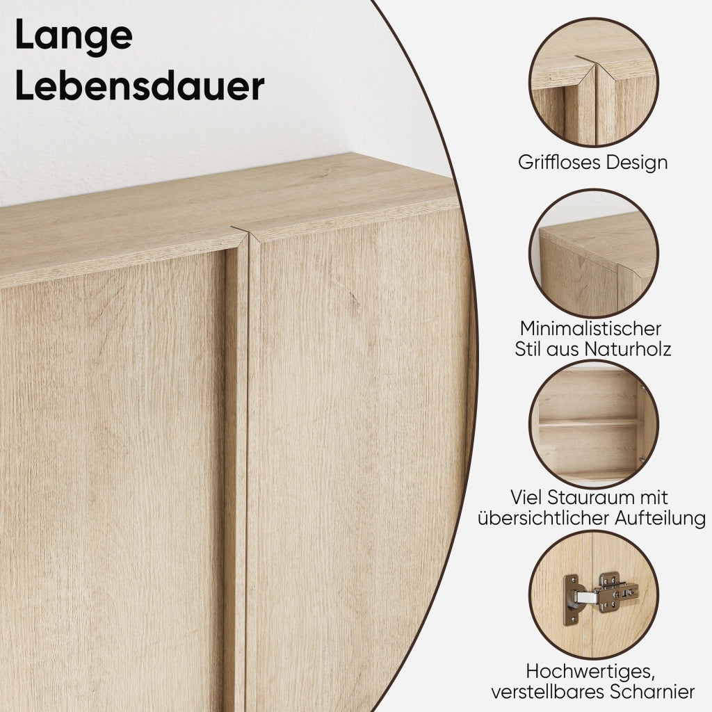 Armadietto da bagno pensile con 2 ante e ripiani, finitura rovere, per bagno, in MDF e truciolato, 60 × 21,6 × 58 cm