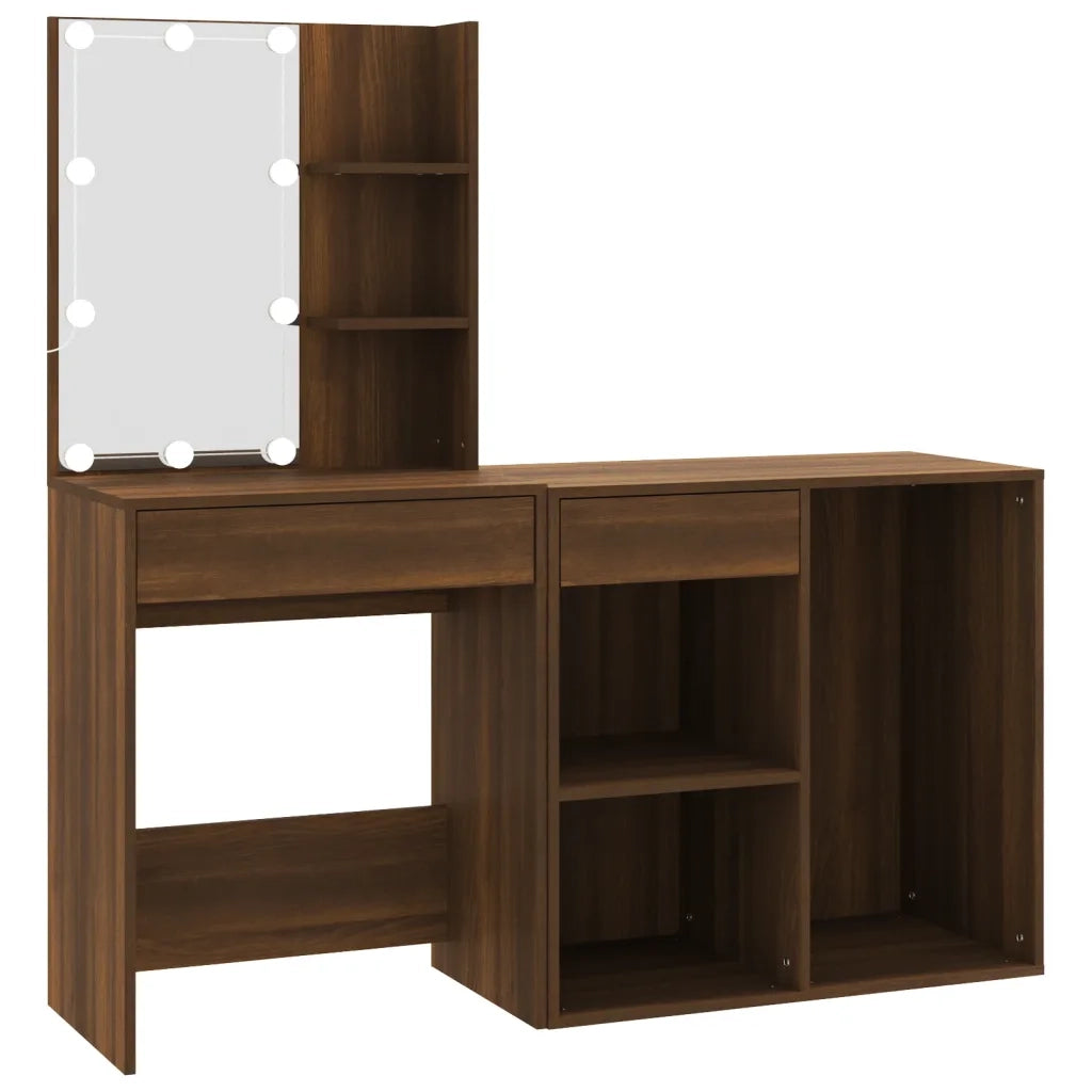 Toeletta con LED e Armadietto Rovere Marrone Legno Multistrato 3120187