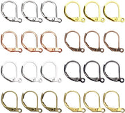 Orecchini a Cerniera in Ottone da 200 pezzi - Leverback - Creazione Gioielli - 8 Colori - 10 x 15 mm - Regalo Unico - Orecchini a Cerniera