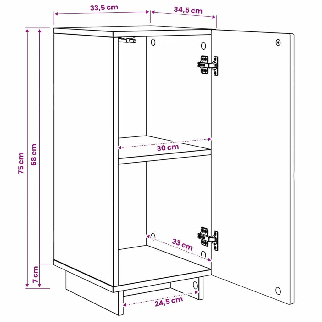 Credenza Rovere Fumo 33,5 x 34,5 x 75 cm Legno ingegnerizzato 8011509
