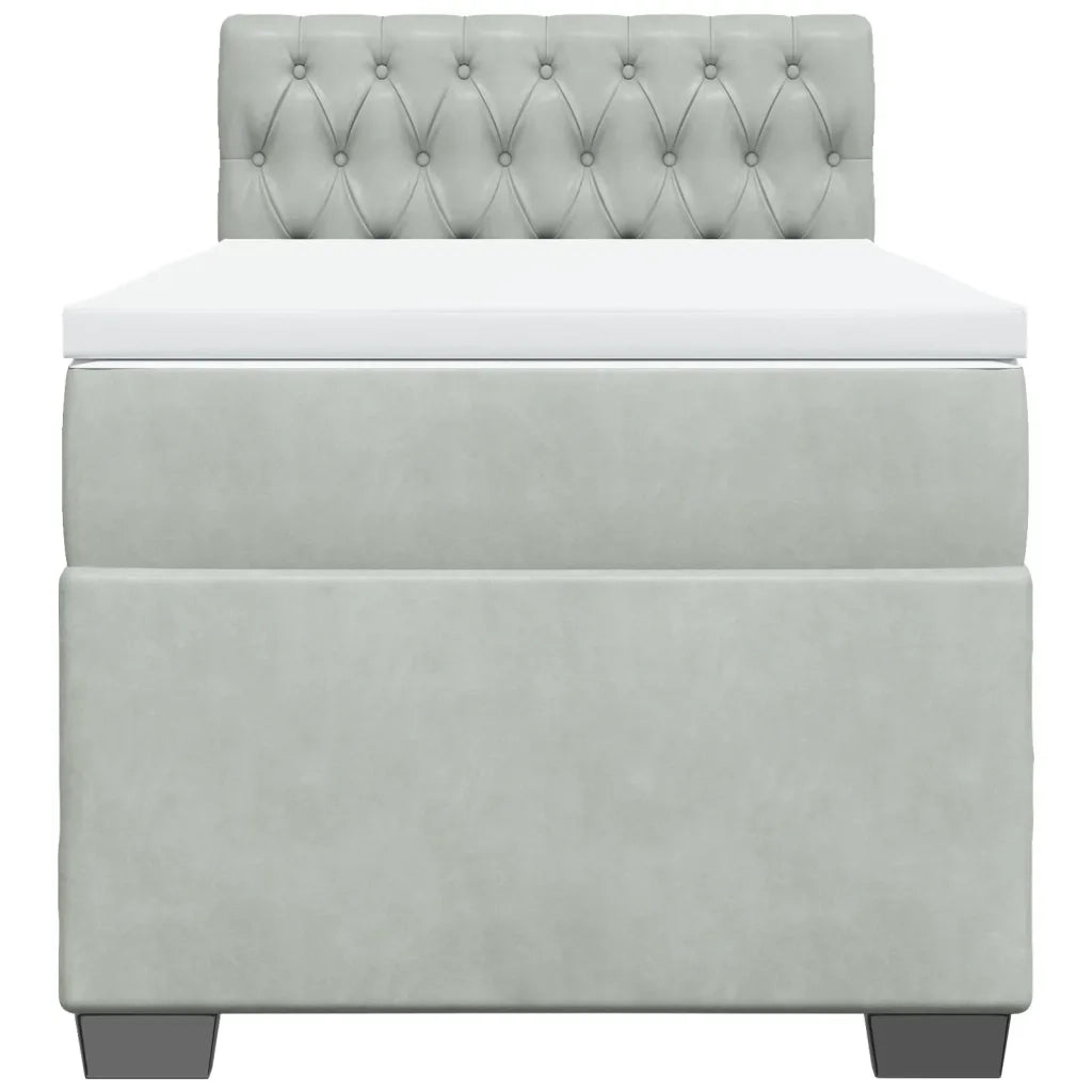 Giroletto a Molle con Materasso Grigio Chiaro 90x200 cm Velluto