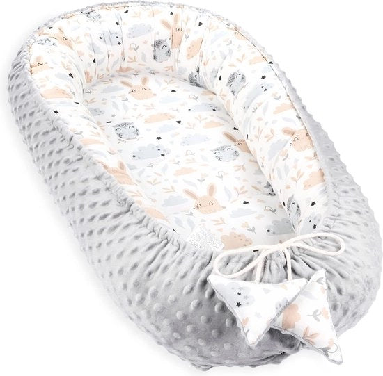 Bumper per lettino da bambino caldo 90 x 50 cm - Nido accogliente per neonati Bumper invernale/autunnale nido a cono uccello grigio