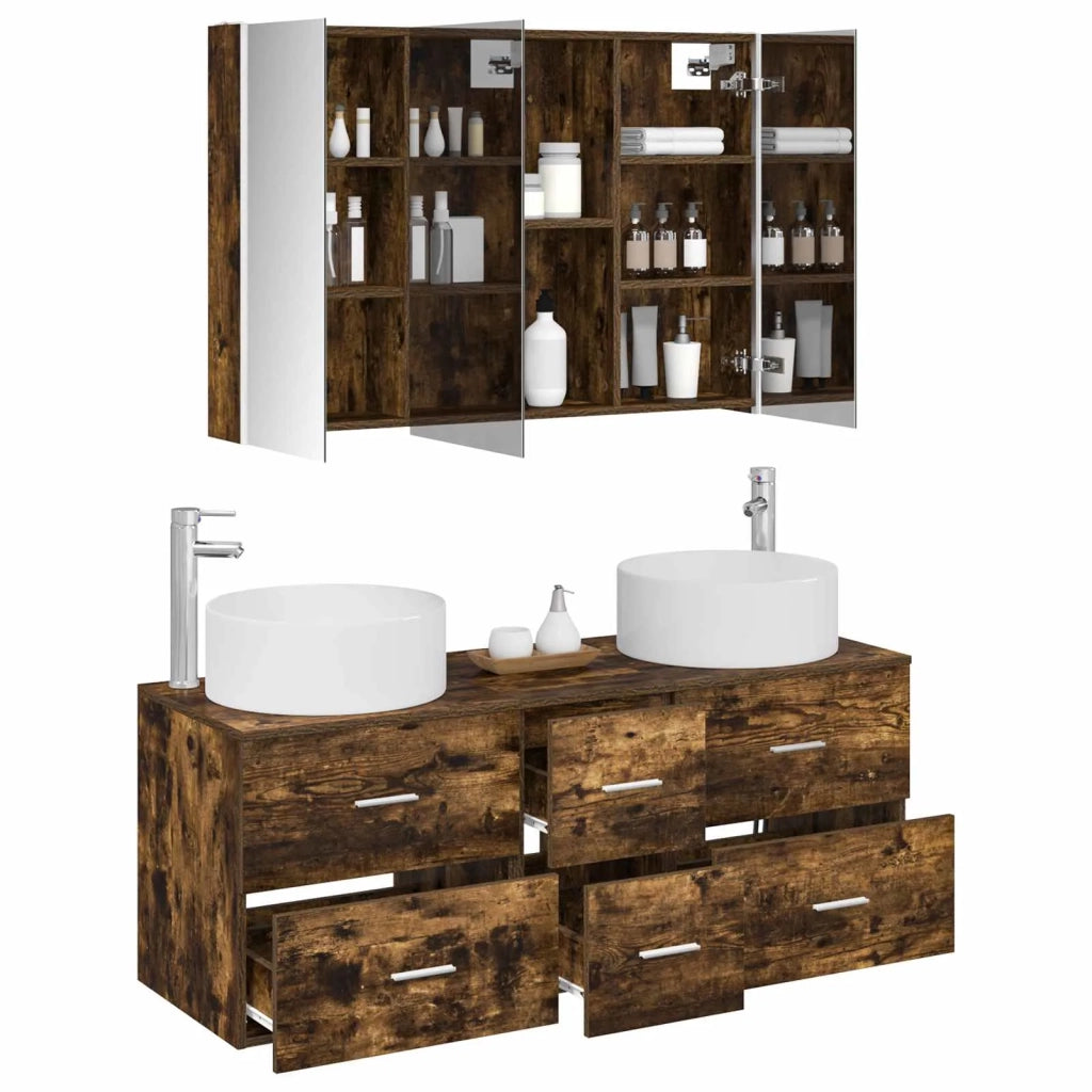 Set di mobili per il bagno 4 pcs Rovere Fumo 3407107