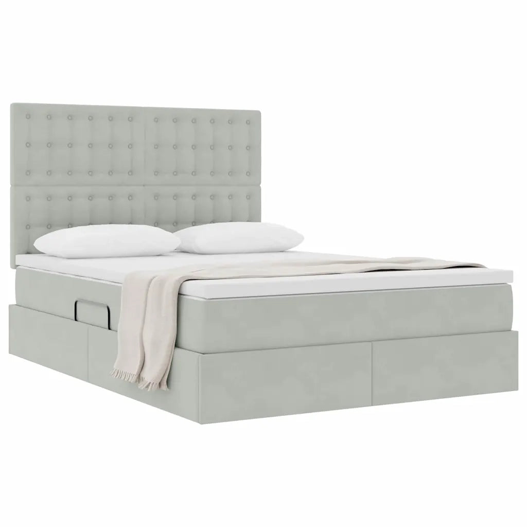 Letto con contenitore e materasso Grigio chiaro 140 x 200 cm 3372153