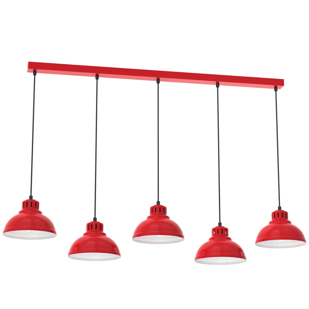 Lampada a sospensione Sven rossa 125cm 5xE27 Luminex