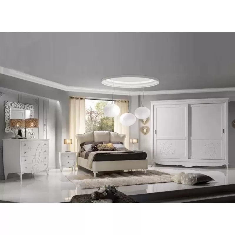 Specchiera rettangolare sagomata legno shabby bianco 115x88x1 - Mobili 2G