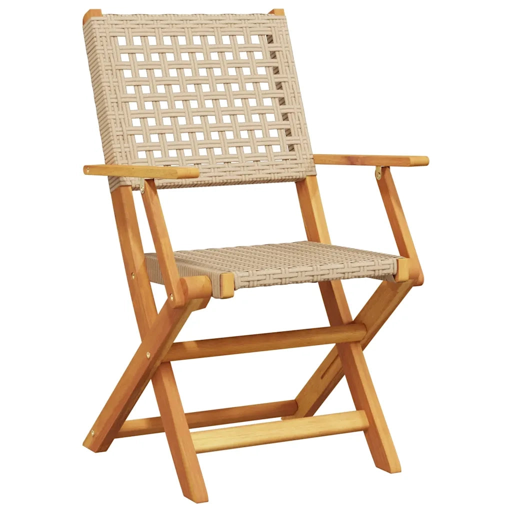 vidaXL Sedie Giardino Pieghevoli 6pz Beige Polyrattan e Legno Massello