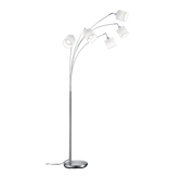 Piantana ad arco 5 diffusori, acciaio satinato e bianco, H 200 cm, Tommy