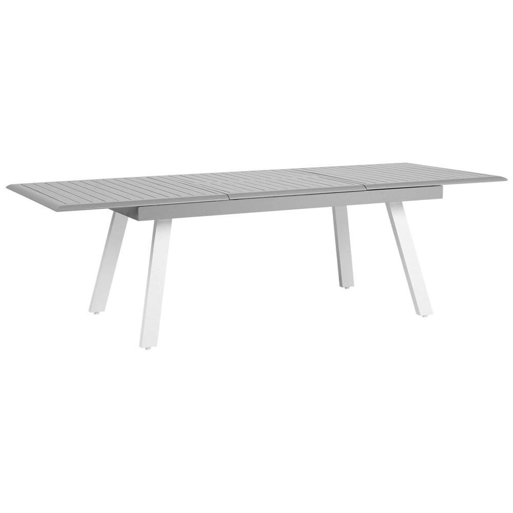 Tavolo da pranzo da giardino in alluminio grigio e bianco allungabile resistente agli agenti atmosferici