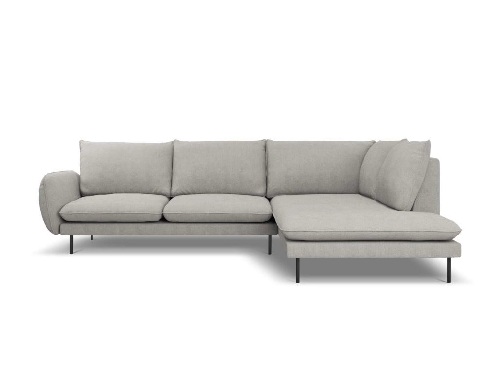 Cosmopolitan Design - Divano angolare destro "Vienna" 6 posti in tessuto strutturato grigio chiaro 